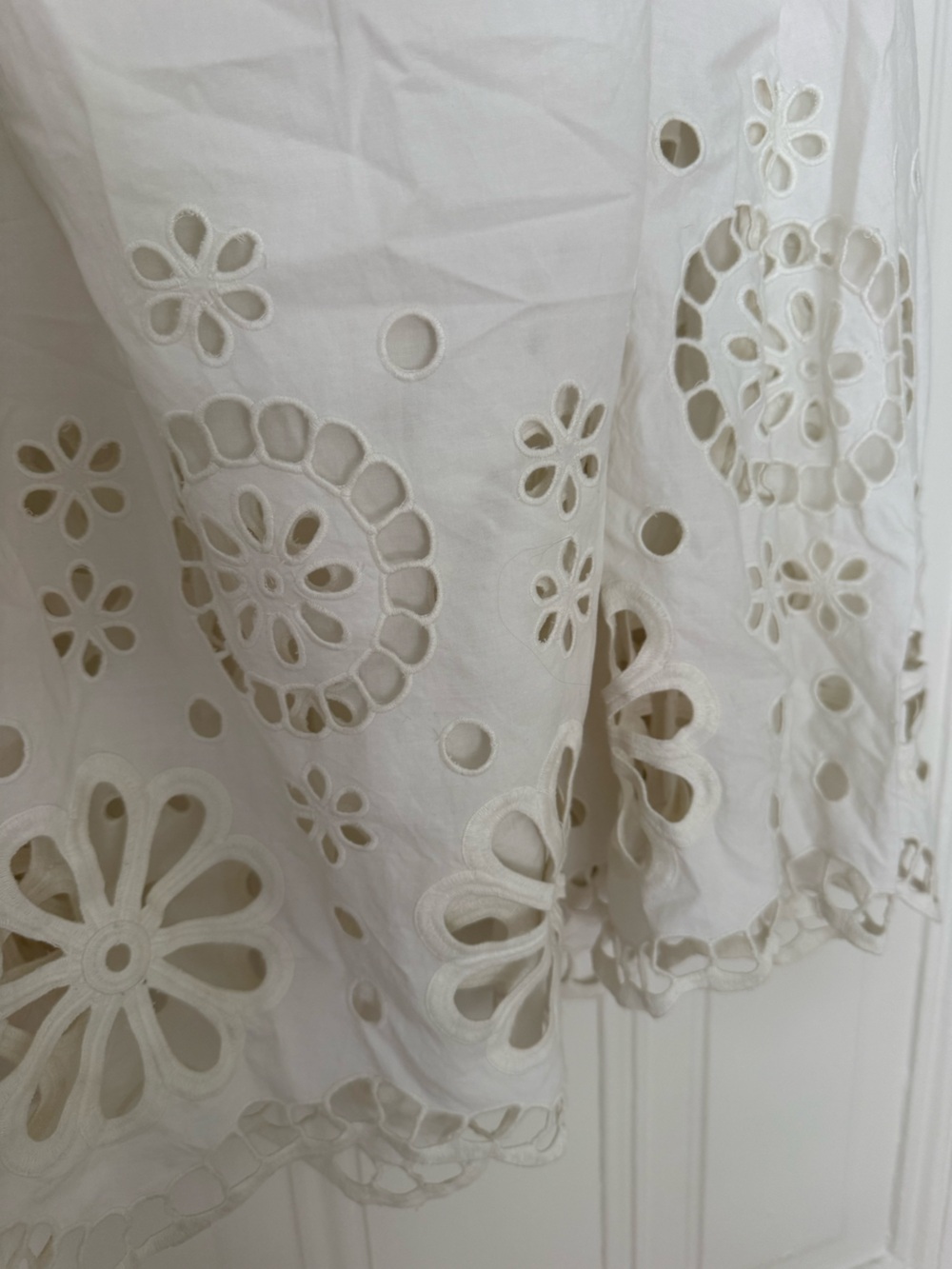 THE GREAT. White Eyelet Cutout Midi Skirt - Picture 9 of 9
